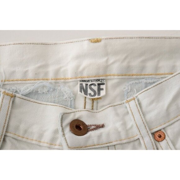 NSF Womens US 27 White Straight Slouch Boyfriend Jeans Distressed Straight Denim - Picture 3 of 7